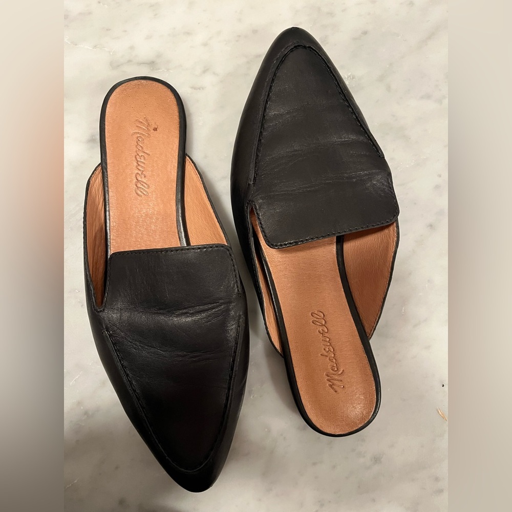 Madewell Frances Skimmer Mules Black Leather 7.5